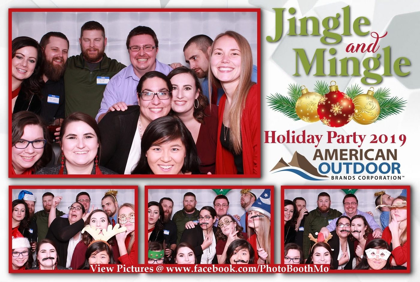American Outdoor Brands corporate holiday party photo booth layout