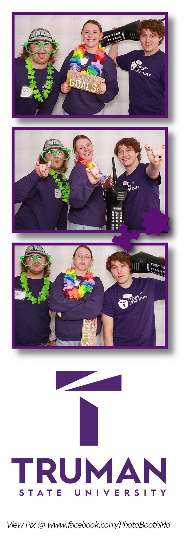 Truman State University students in a FaceBooth photo strip